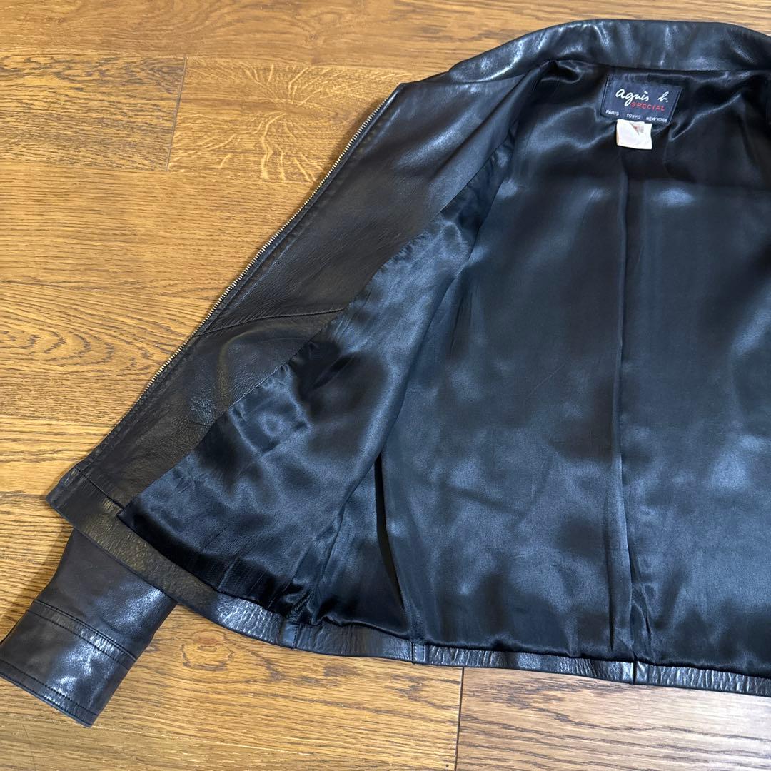 (クリーニング済)agnes b. レザージャケット size2 短丈 希少