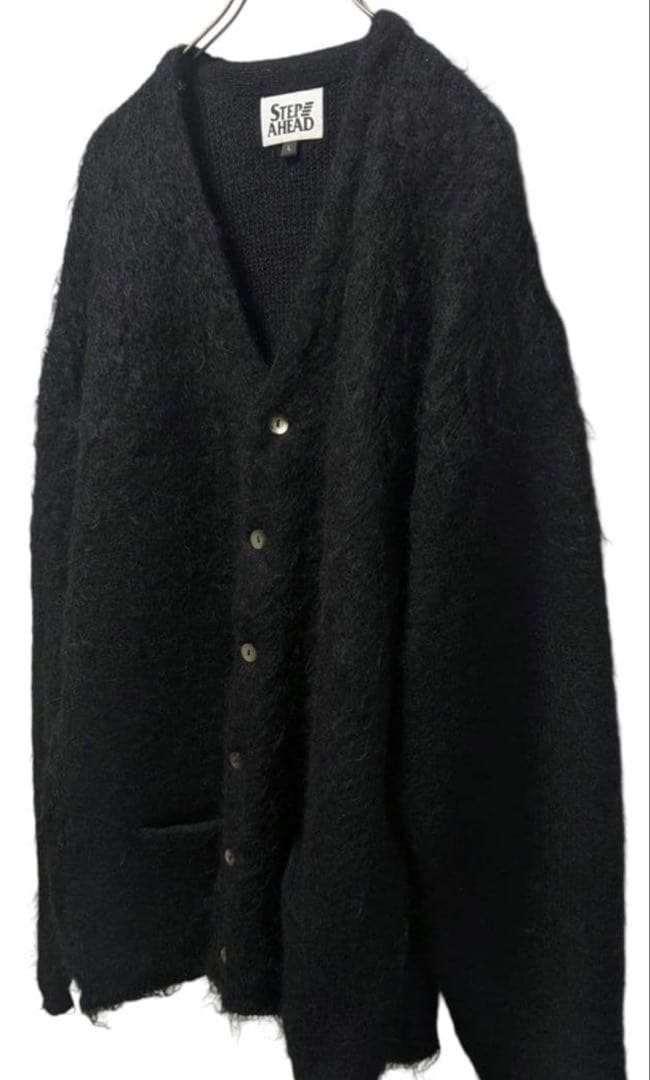 STEP AHEAD ブラック Vネック モヘアカーディガン L