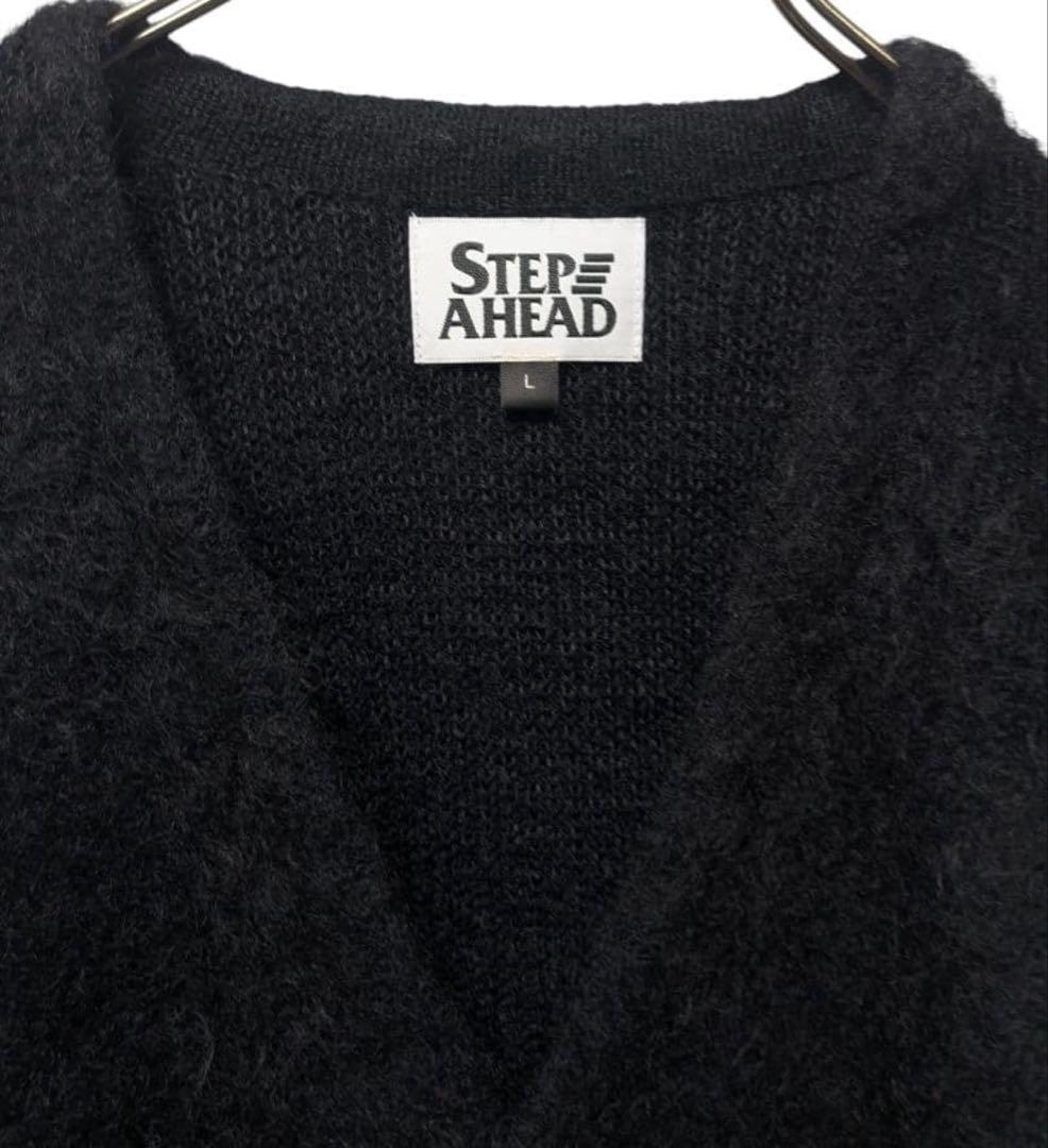 STEP AHEAD ブラック Vネック モヘアカーディガン L