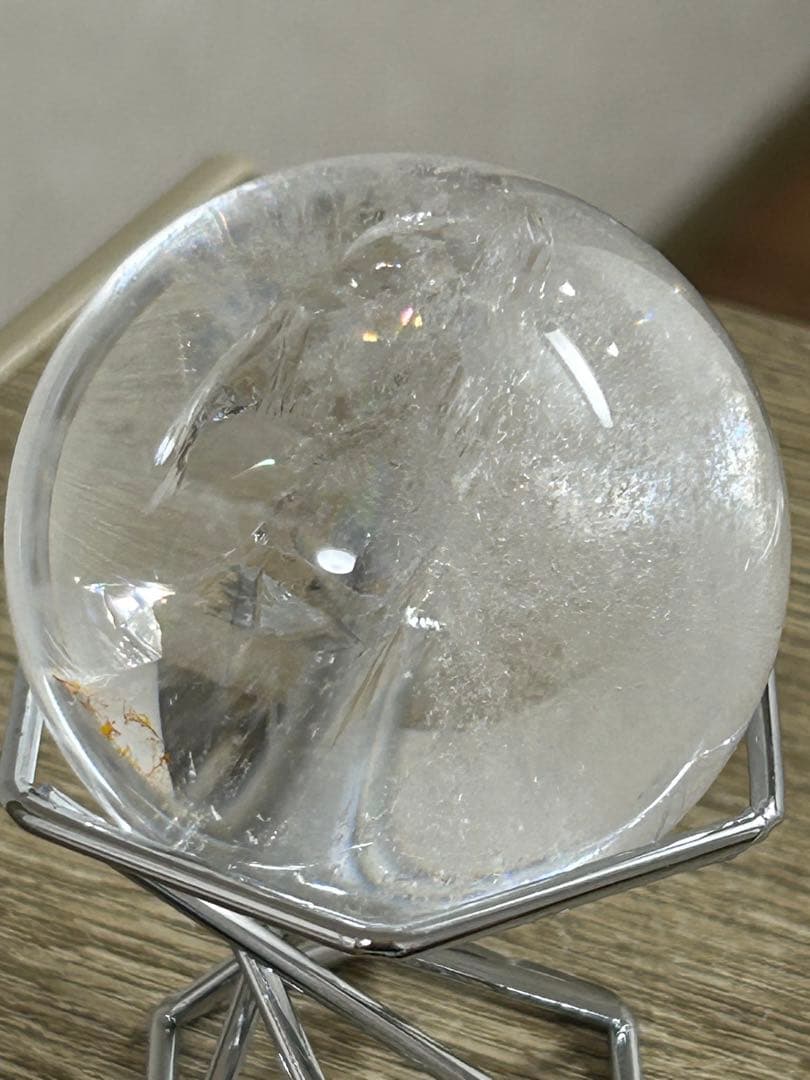 水晶インクォーツ　スフィア　 虹　天然石　置物
