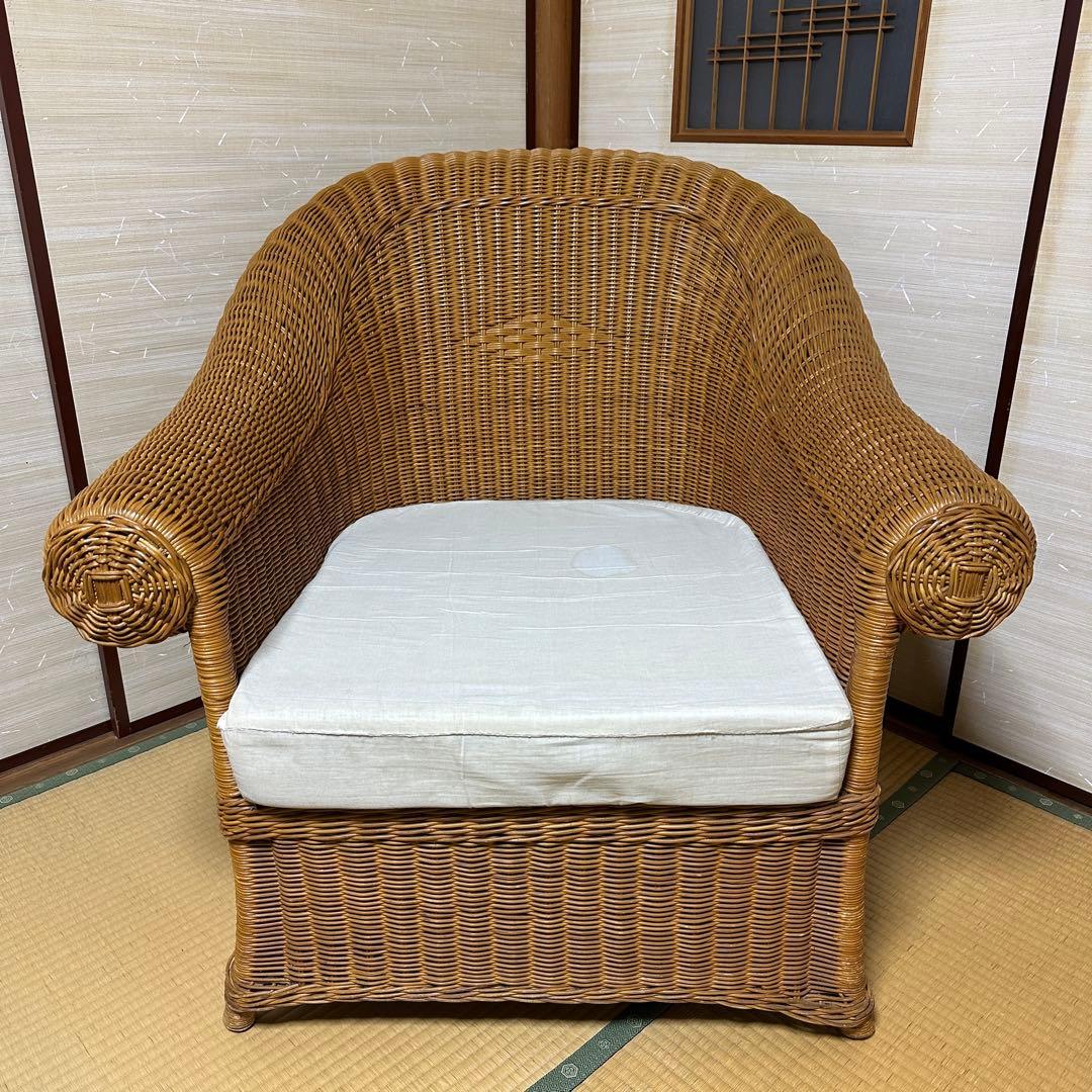 アンティーク　ラタン アームチェア　椅子