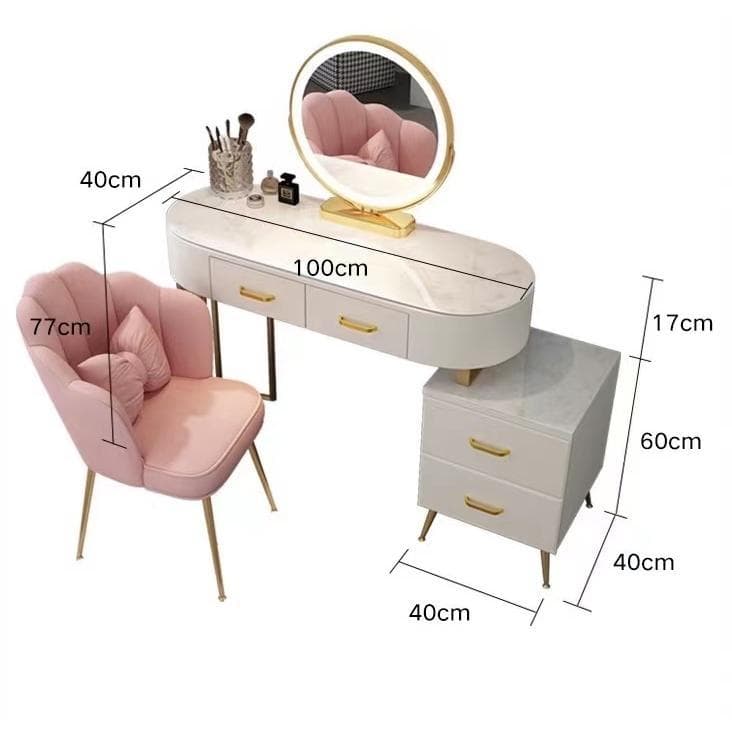 【三色変化LEDミラー 】ホワイトドレッサー訳あり品201-100-02