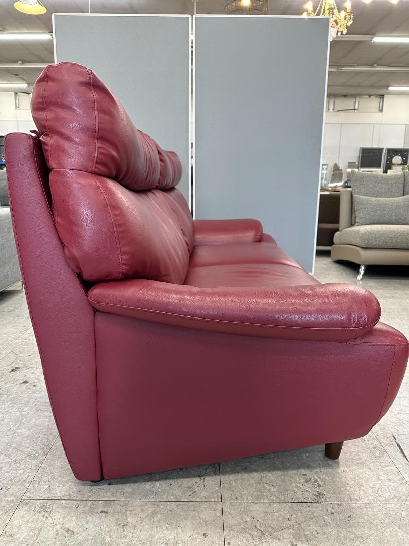 2人掛けソファ　合皮　レッド