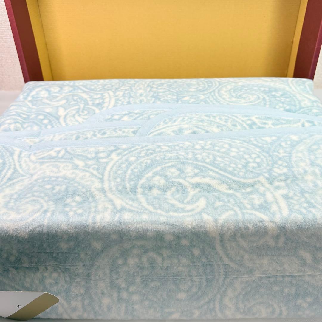 ETRO エトロ　ペイズリー柄　シルキータッチ綿毛布　ブルー