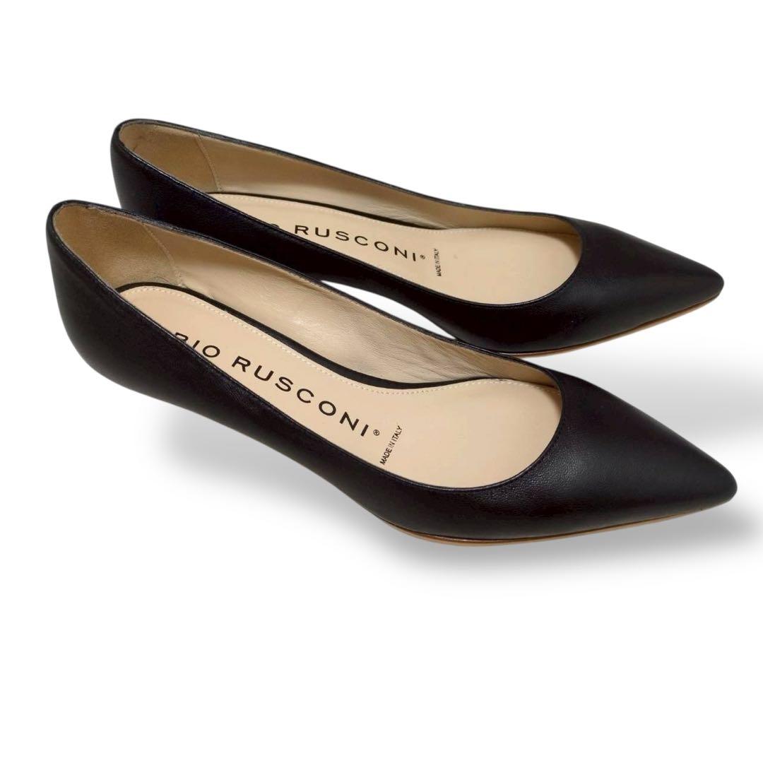 極美品　ファビオスルコーニ　パンプス　ブラック　レザー　ポインテッドトゥ　38