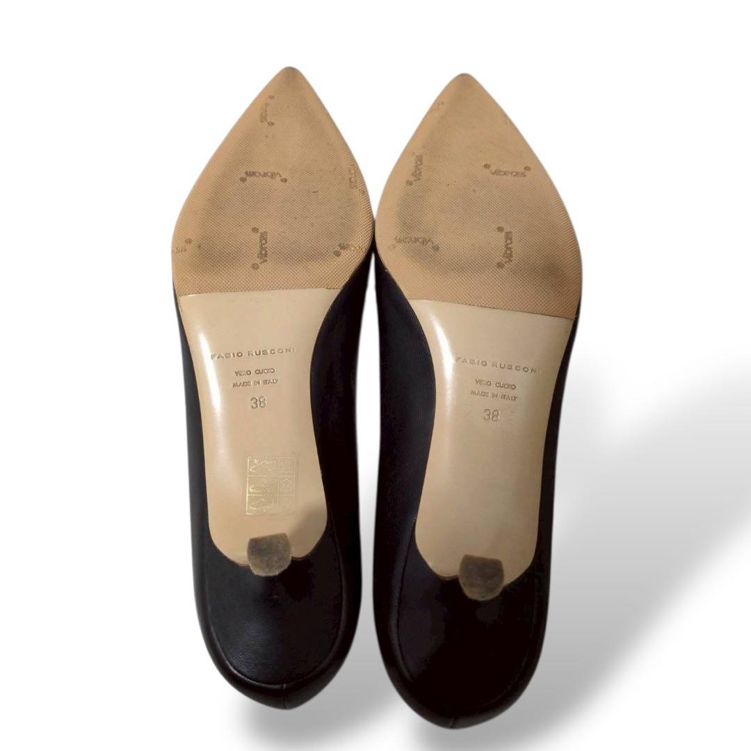 極美品　ファビオスルコーニ　パンプス　ブラック　レザー　ポインテッドトゥ　38