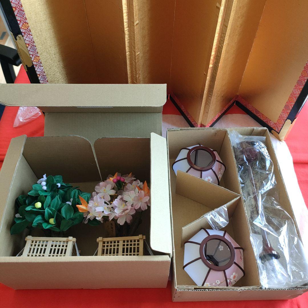 雛道具　雪洞 樹脂 しだれ桜コードレス(高さ32cm)桜橘(高さ18cm) 木製