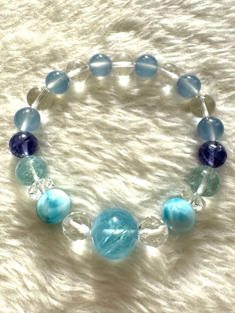 アクアマリン ラリマー タンザナイト シーブルーカルセドニー ブレスレット