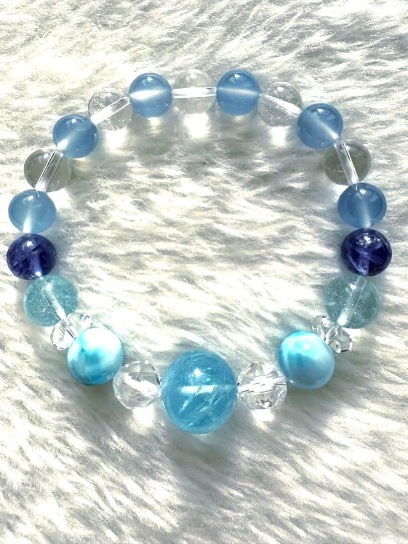 アクアマリン ラリマー タンザナイト シーブルーカルセドニー ブレスレット