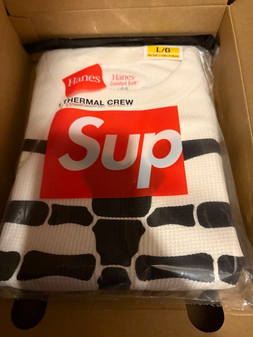 25AW 新品 シュプリーム ヘインズ ボーン サーマル 骨 骸骨 L