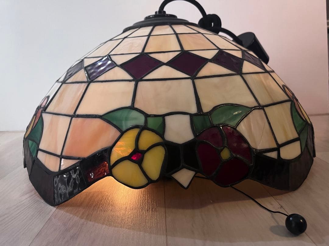 ステンドグラス風　ペンダントライト　照明　昭和レトロ　ステンドグラス