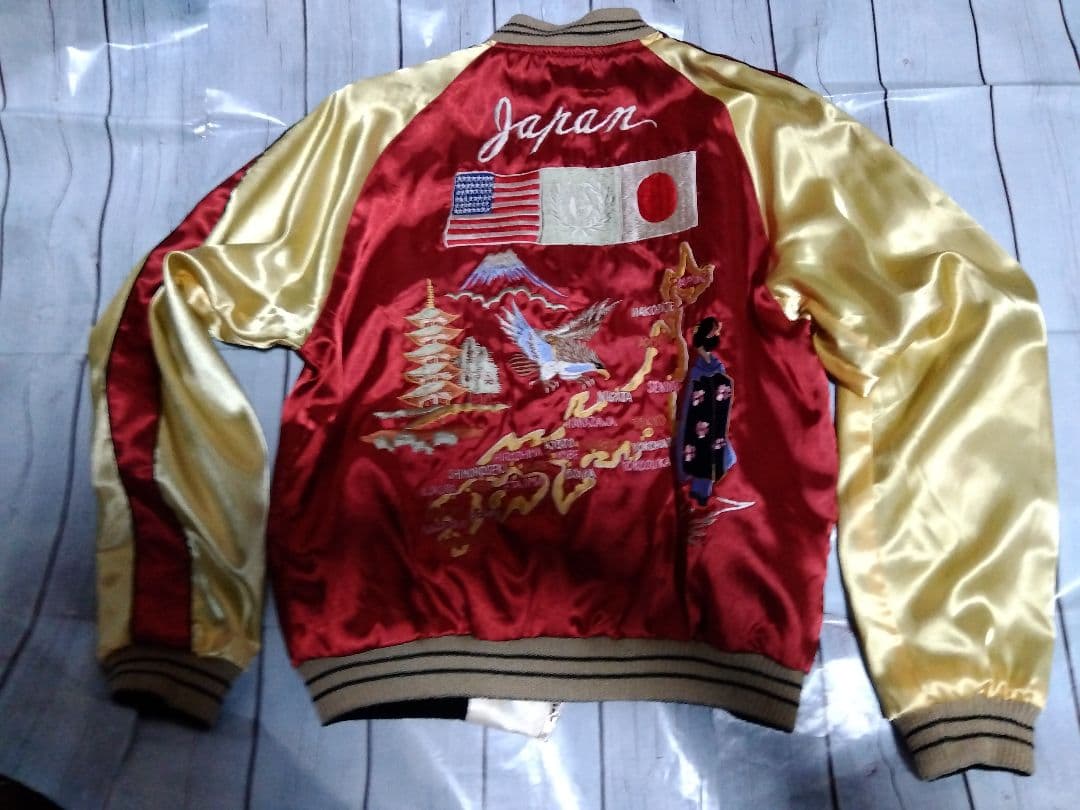 テーラー東洋　スカジャン　TT10930　鷹　日本地図　М