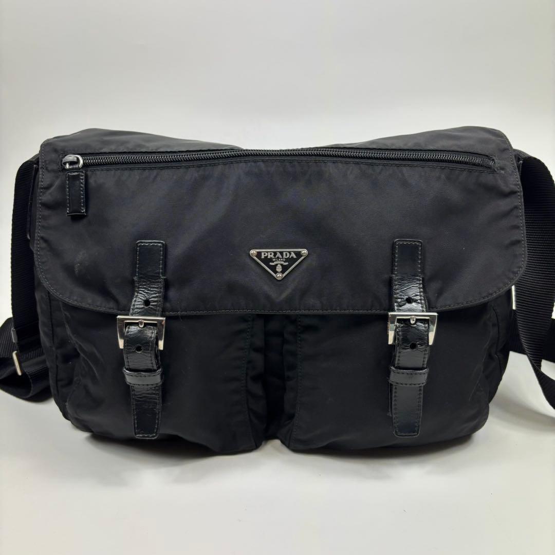 プラダ ショルダーバッグ 2way メッセンジャー 三角ロゴ テスート肩掛け
