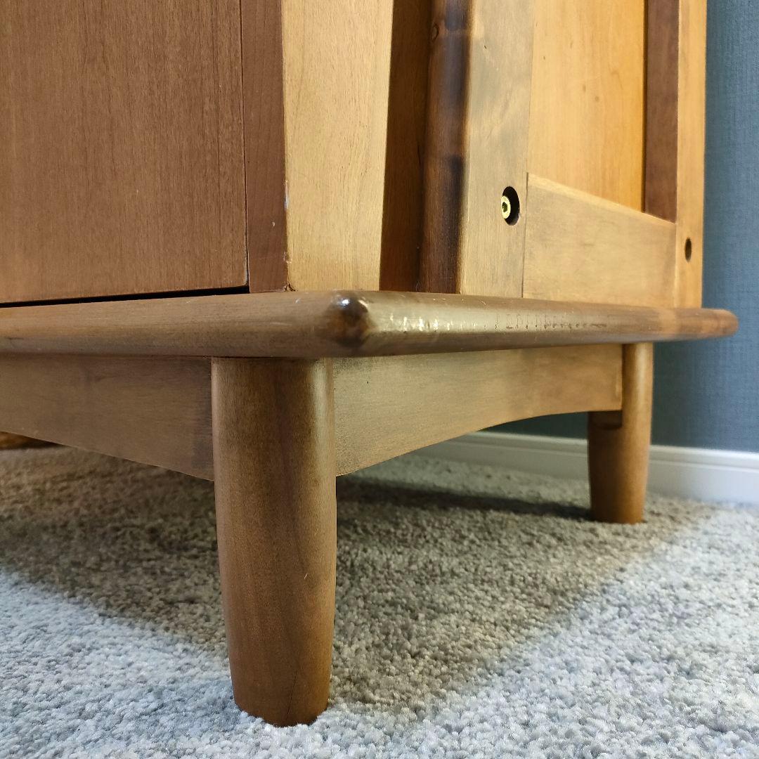 北欧風 木製ラック オープンシェルフ4段 扉付き収納