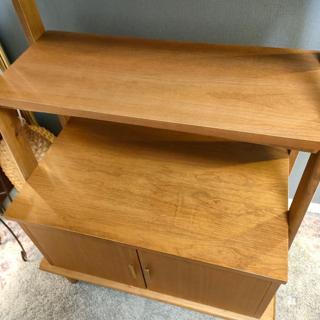 北欧風 木製ラック オープンシェルフ4段 扉付き収納