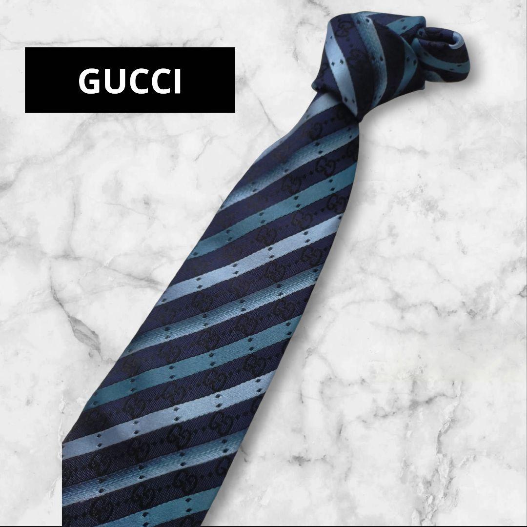 【美品】GUCCI グッチ ストライプ ネクタイ