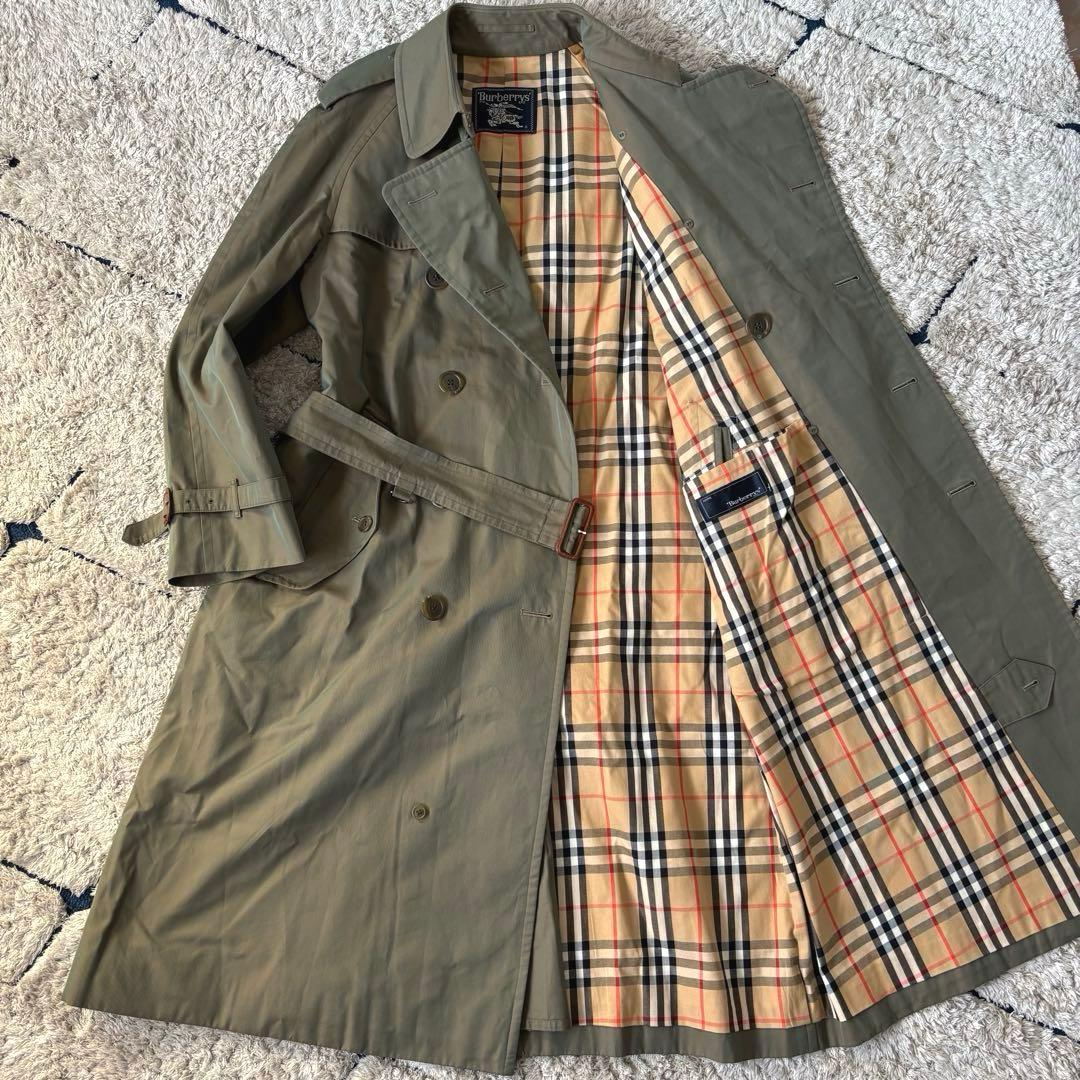 【極美品✨】バーバリー　トレンチコート　玉虫色　ロング　ベルト　ノバチェック　Ｌ