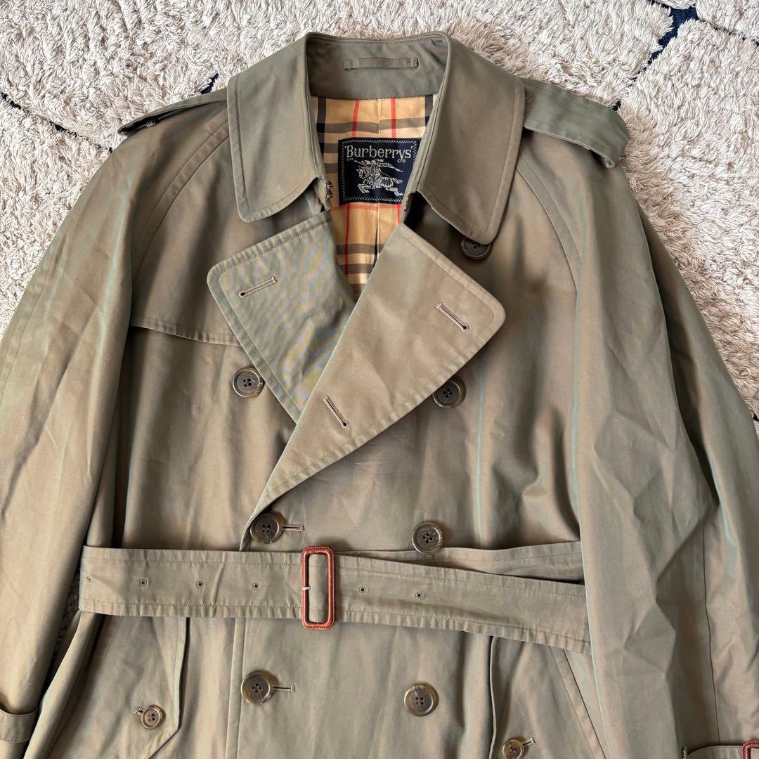 【極美品✨】バーバリー　トレンチコート　玉虫色　ロング　ベルト　ノバチェック　Ｌ