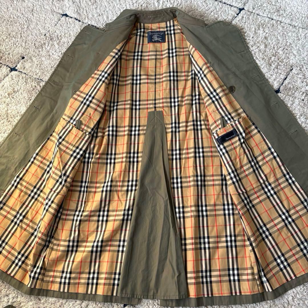 【極美品✨】バーバリー　トレンチコート　玉虫色　ロング　ベルト　ノバチェック　Ｌ