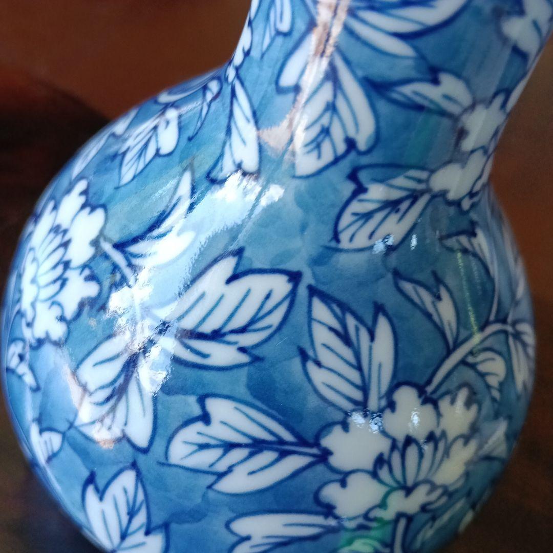 源右衛門　染付牡丹絵　花瓶