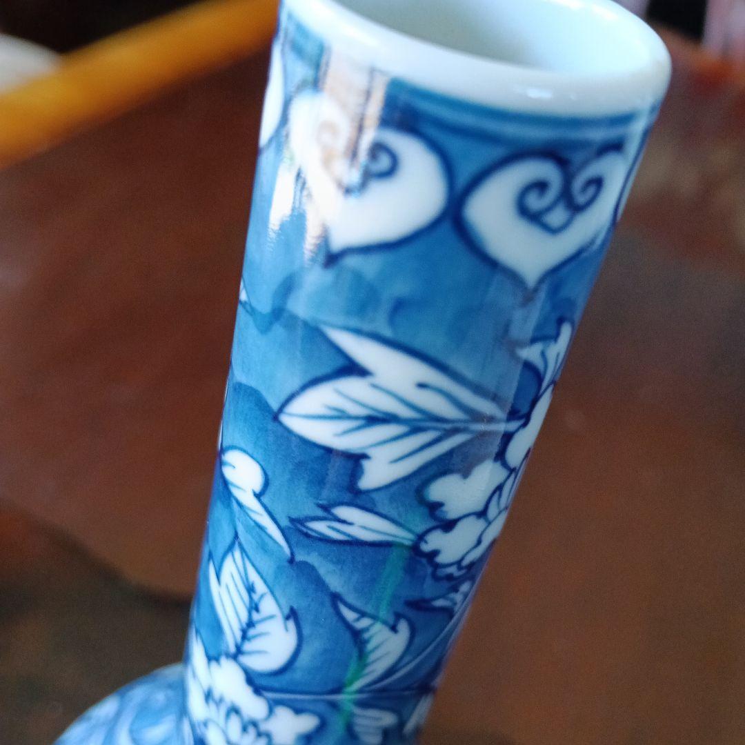 源右衛門　染付牡丹絵　花瓶