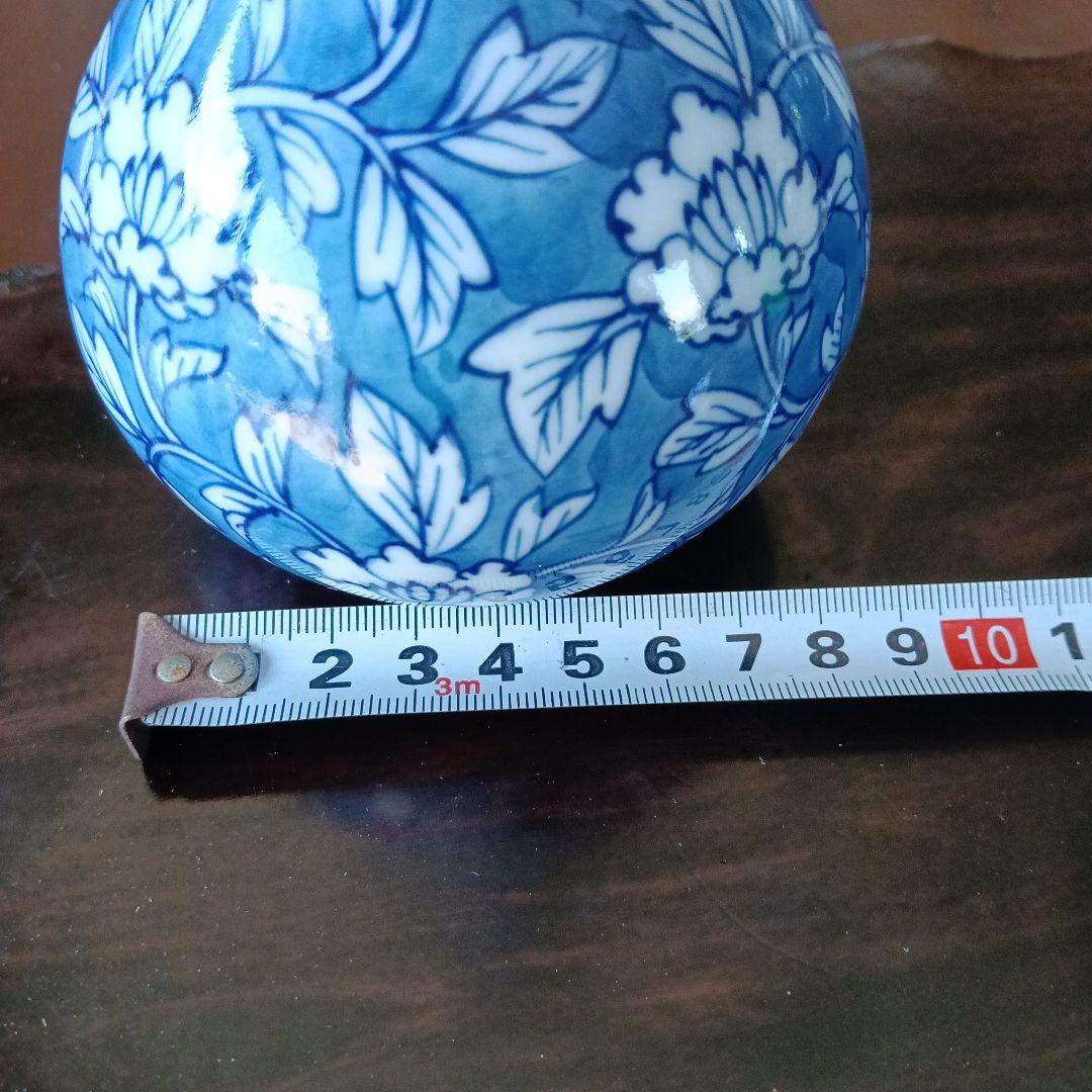 源右衛門　染付牡丹絵　花瓶