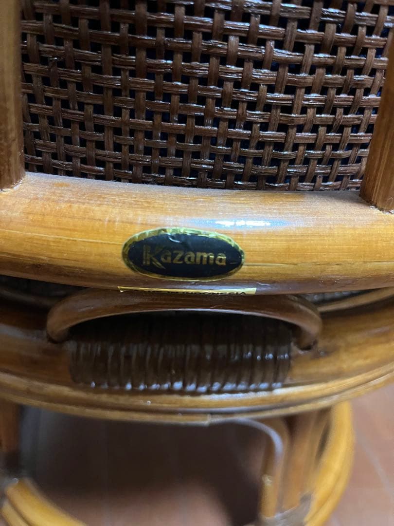 kazama カザマ　オリッサハイバック　チェア　ラタン　回転機能付き①