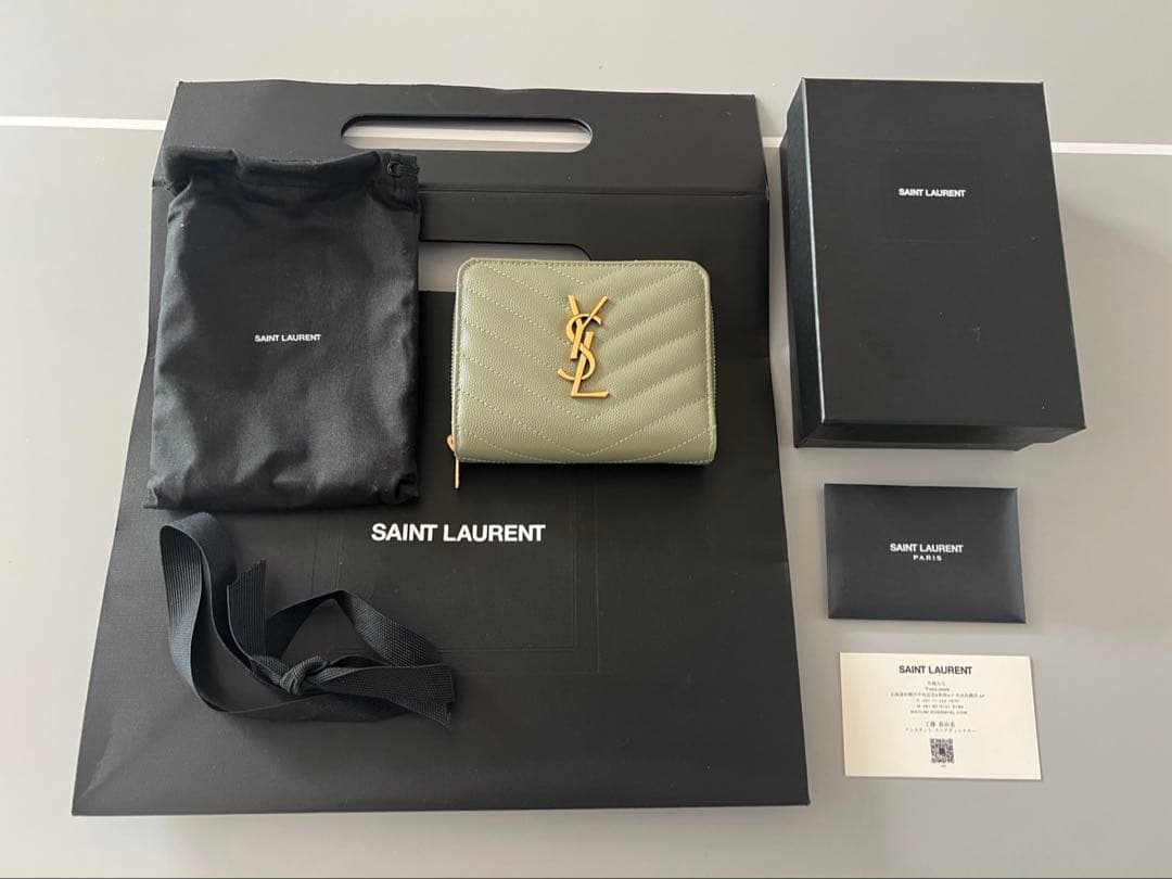 SAINT LAURENT 二つ折り財布 オリーブグリーン