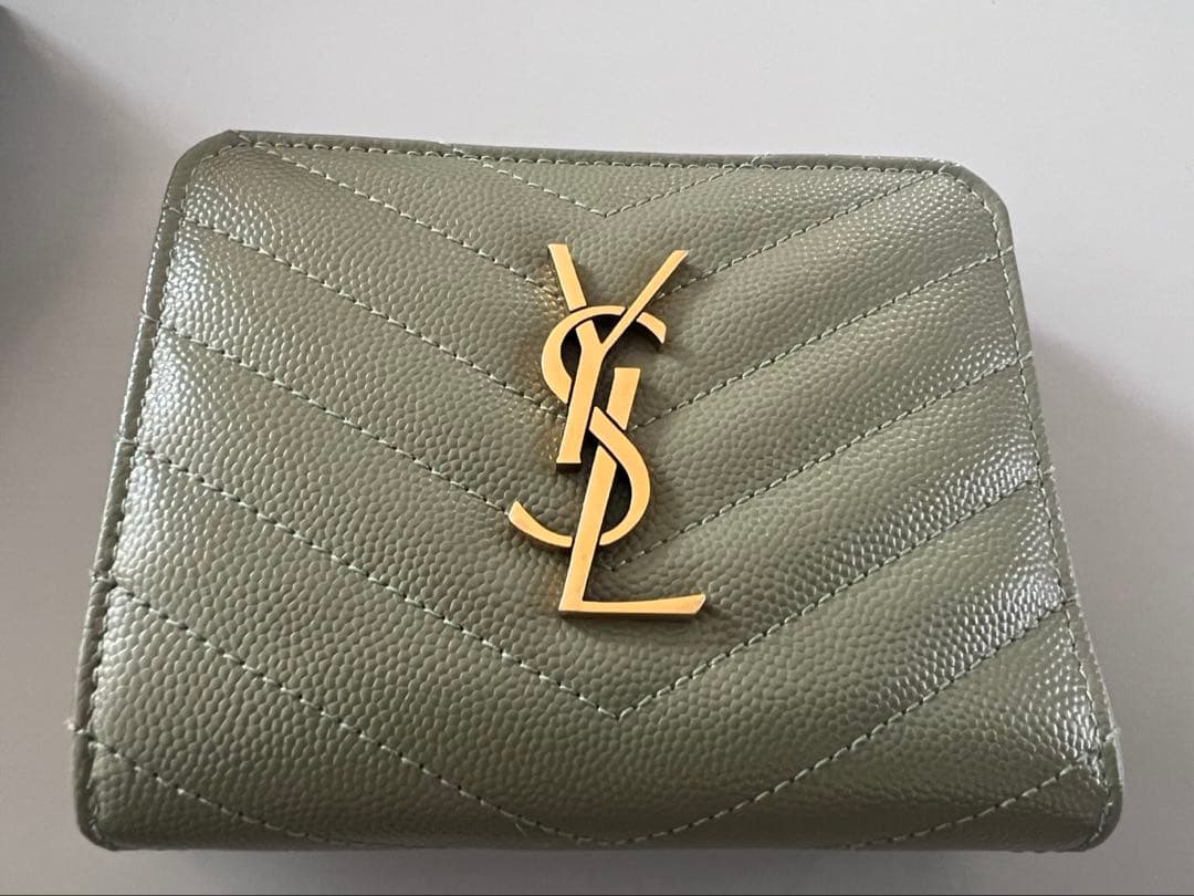 SAINT LAURENT 二つ折り財布 オリーブグリーン