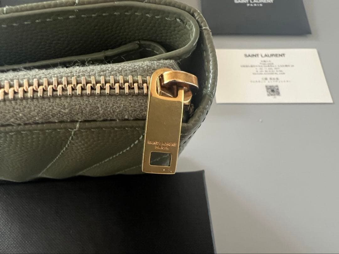 SAINT LAURENT 二つ折り財布 オリーブグリーン