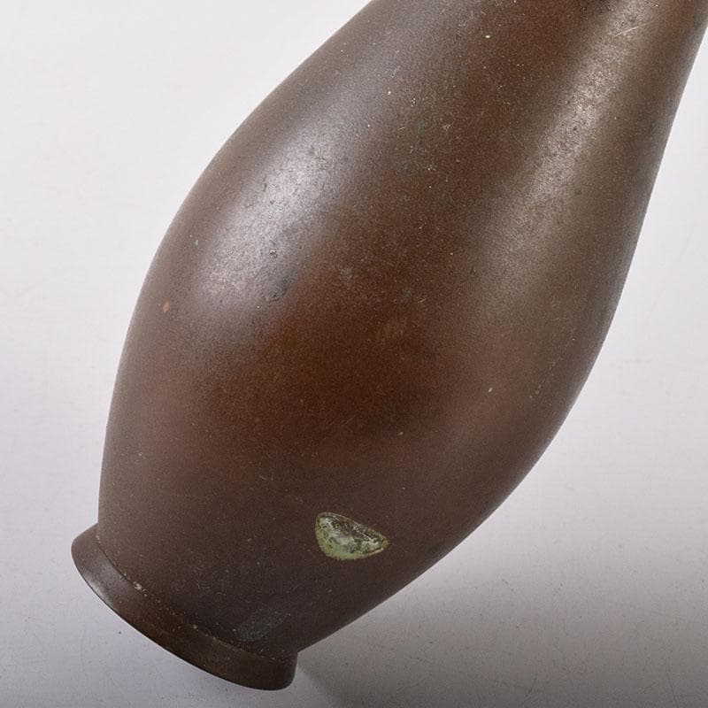 平安　秦蔵六造　古銅　鶴首花入　花瓶　M　R7907
