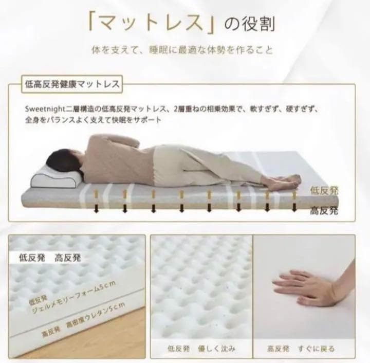 ❤高級ホテルの寝心地❣低反発＆高反発の2層構造で底付き感なし♪❤マットレス