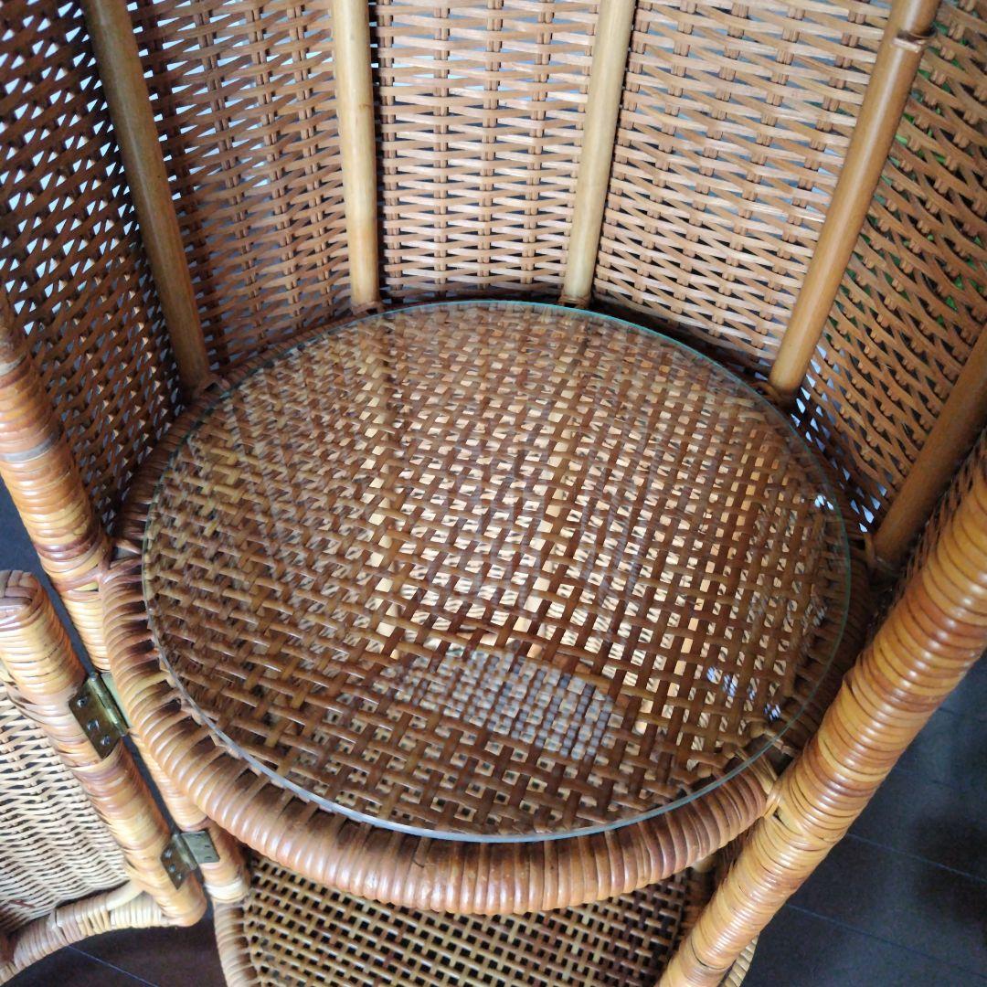 美品です！レトロ ラタン キャビネット 飾り棚 ガラス別売り