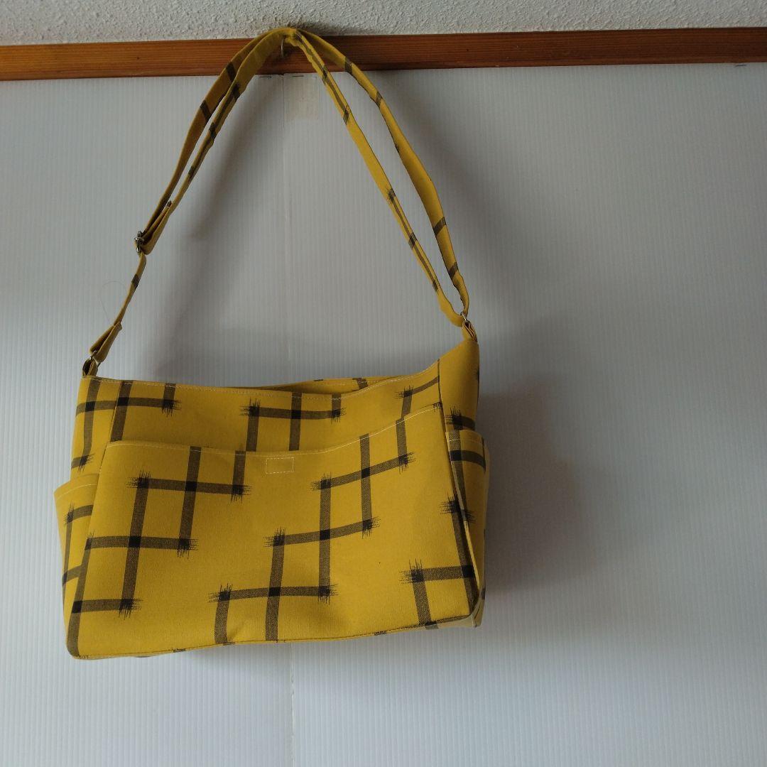 イエロー チェック柄 沖縄紅型バック