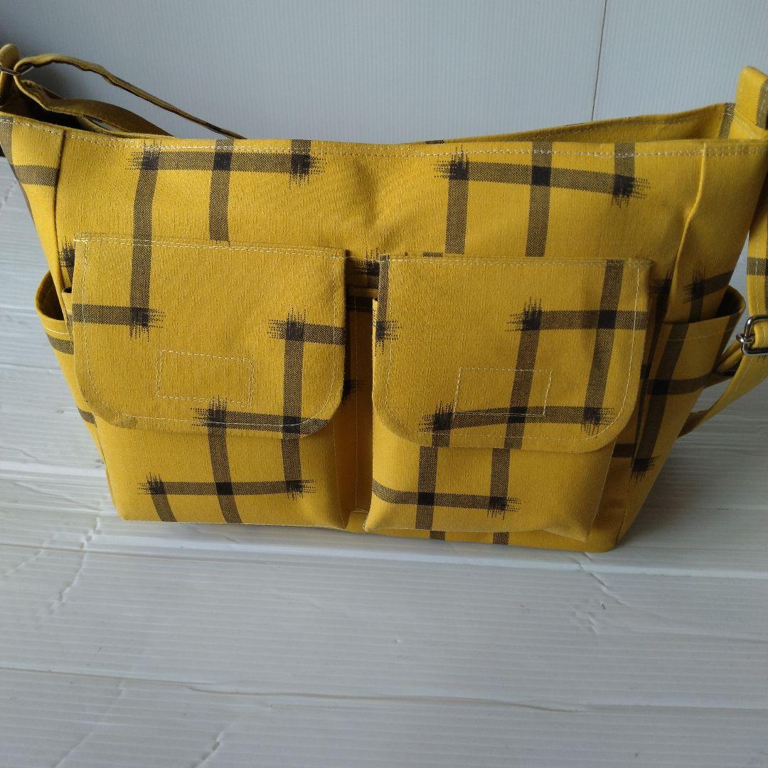 イエロー チェック柄 沖縄紅型バック