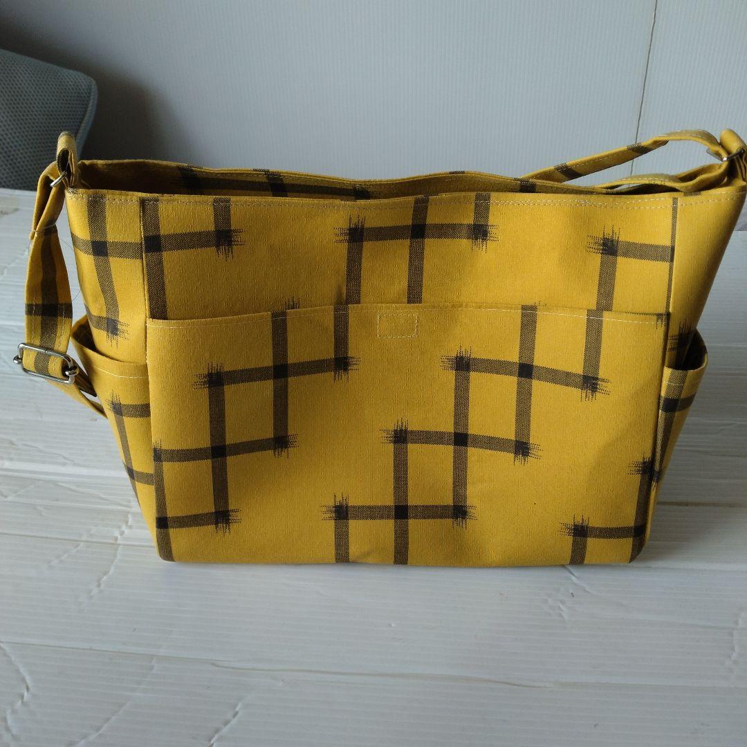 イエロー チェック柄 沖縄紅型バック
