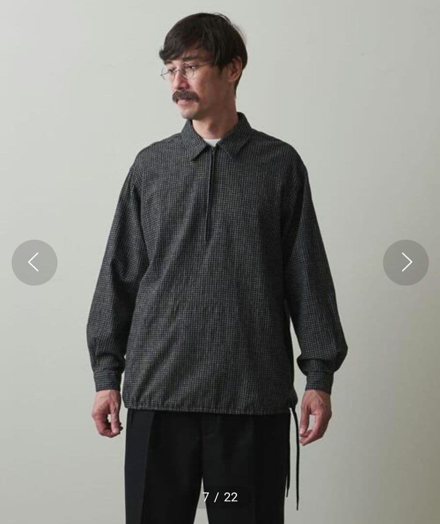 美品★スティーブンアラン　グラフチェック　ジッププルオーバーシャツ　2.2万　M