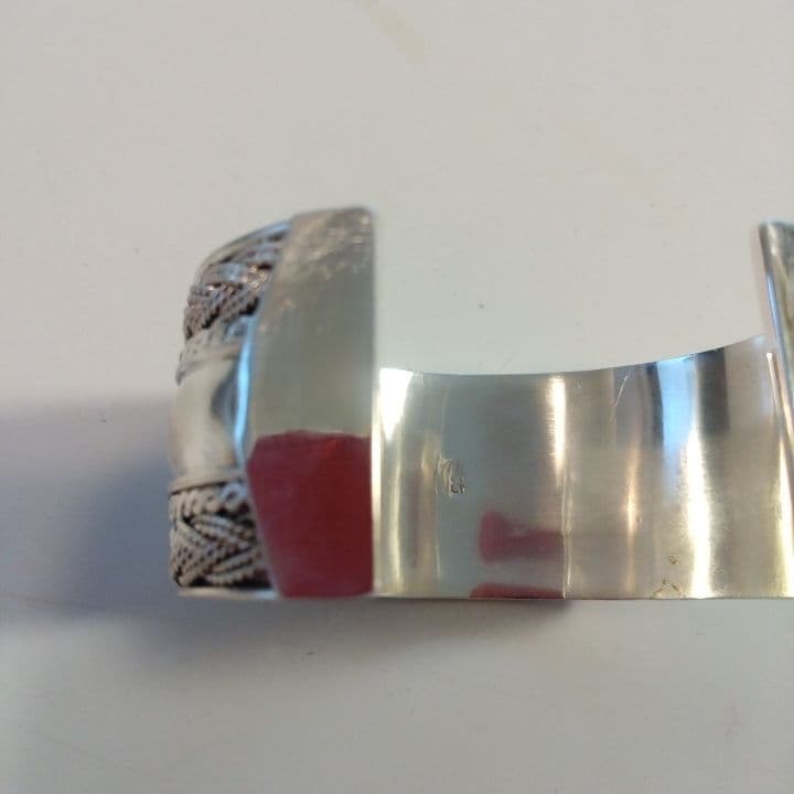 あき太郎#3 シルバー 編み込みオープンバングル 925 刻印あり