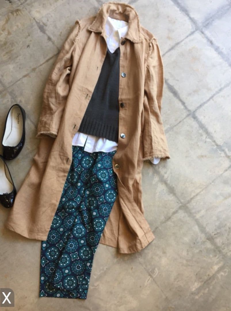 nalu nanea ／日本製 定価5万円 リネン ステンカラーコートキャメル