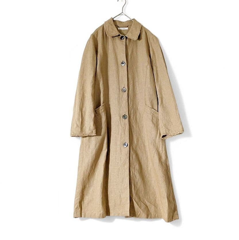 nalu nanea ／日本製 定価5万円 リネン ステンカラーコートキャメル