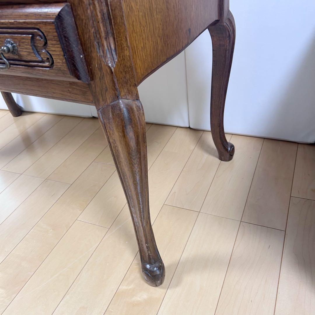 アンティーク　三越家具ブルージュ　ルーマニア製　オーク材デスク　英国　猫脚　虎柄