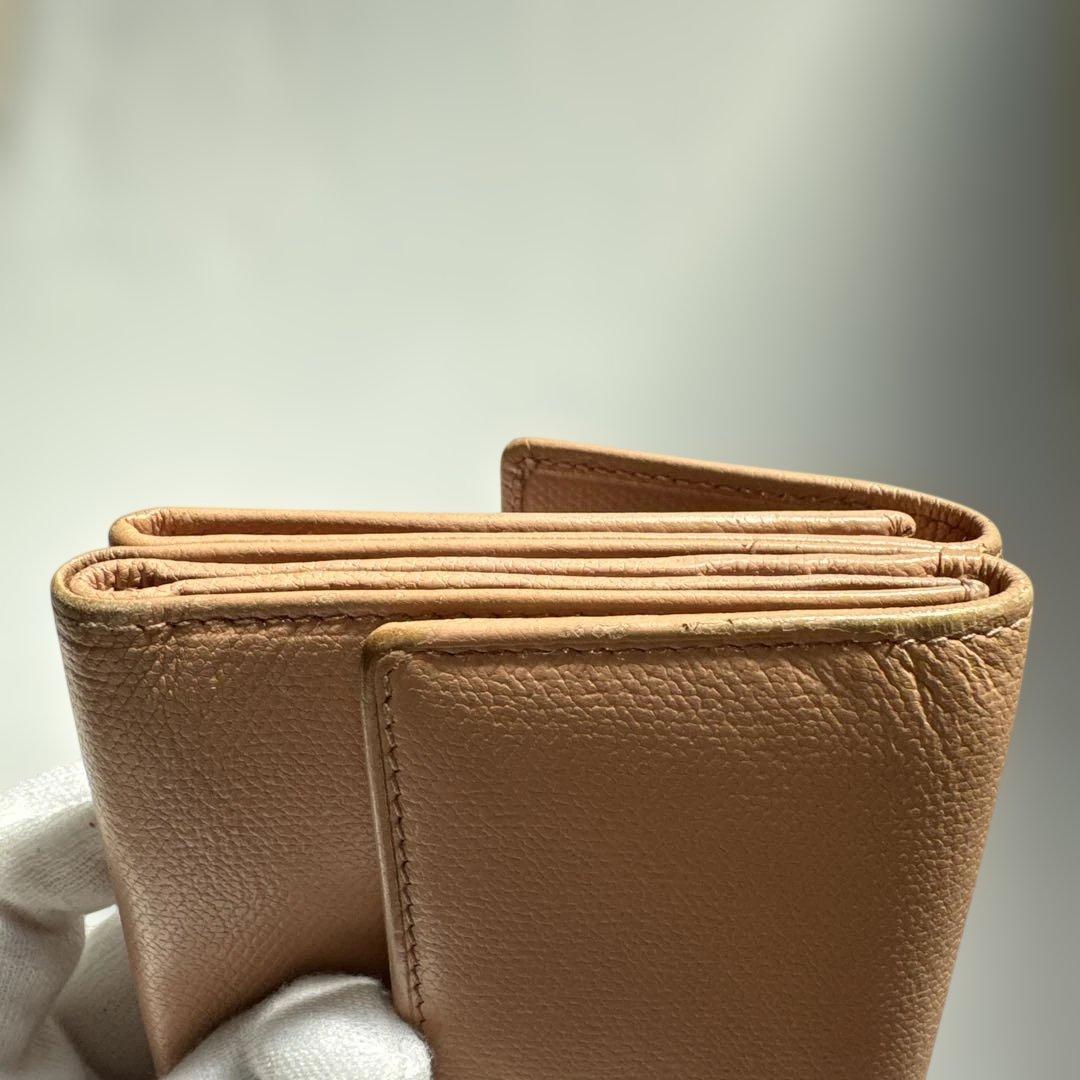 CHANEL　シャネル　W1　ココマーク　三つ折り　財布　キャビアスキン　ピンク