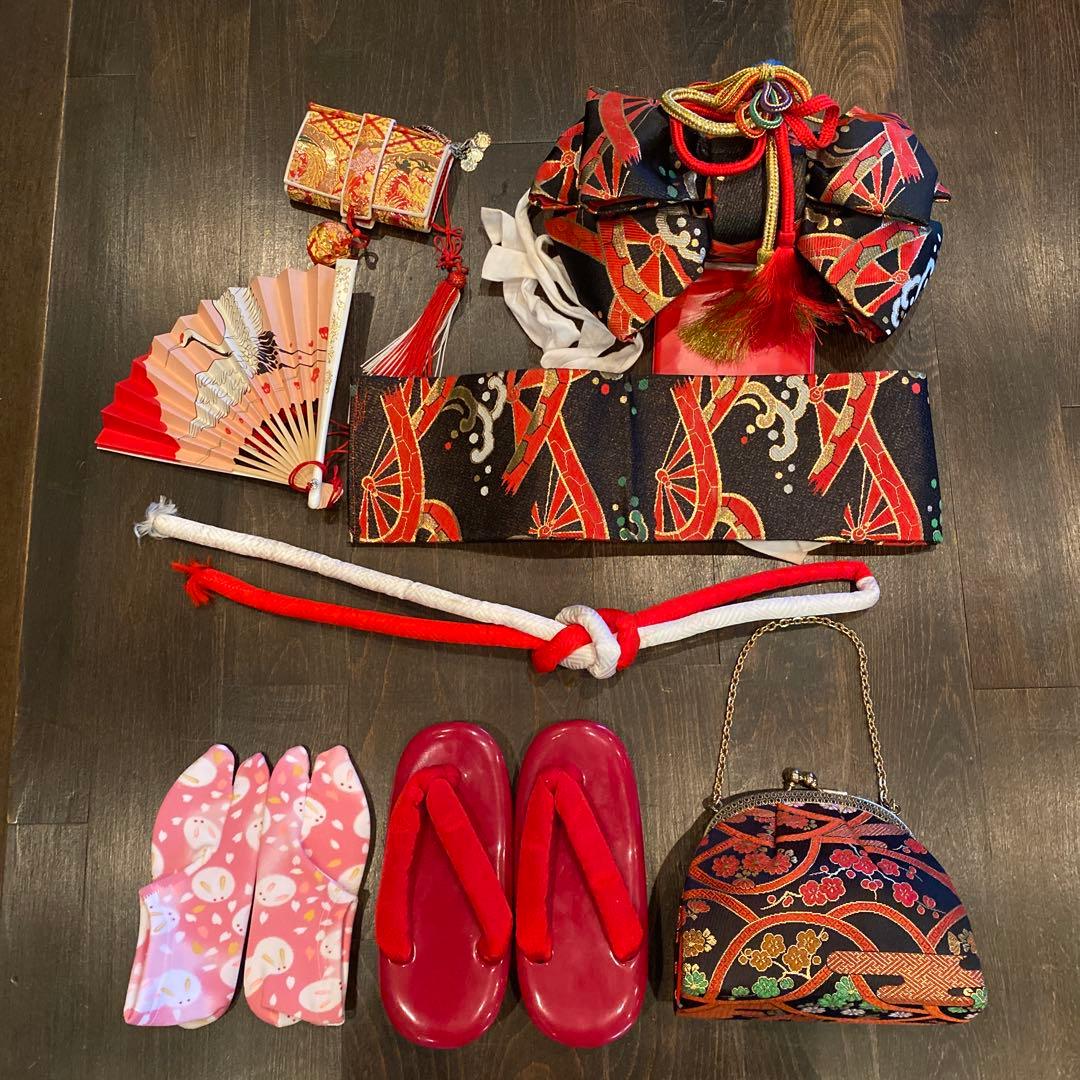 アンティーク 七五三 三歳〜五歳 約100サイズ 桃色 四君子紋