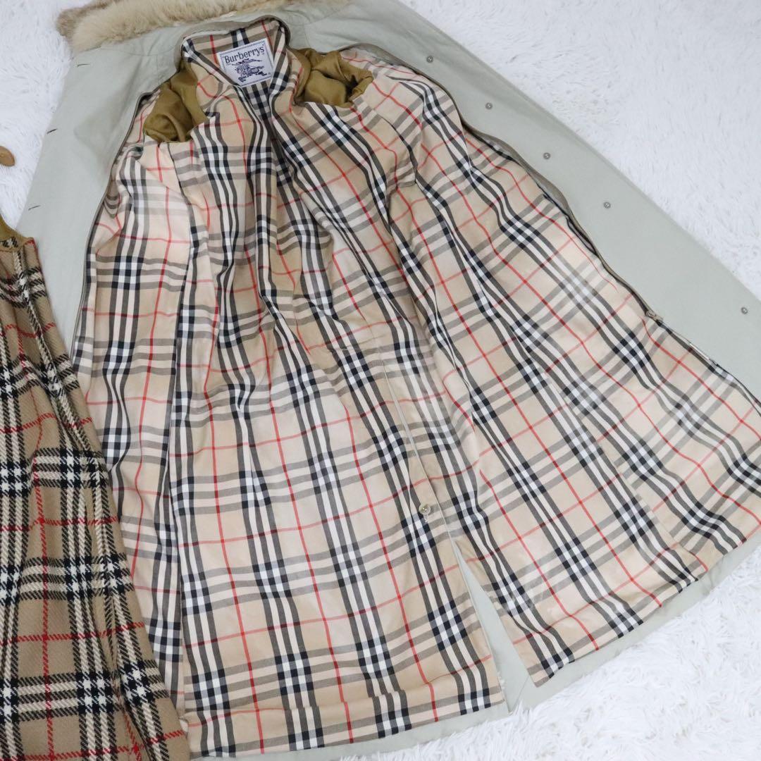 Burberry バーバリー ステンカラーコート ノバチェック　ライナー ファー