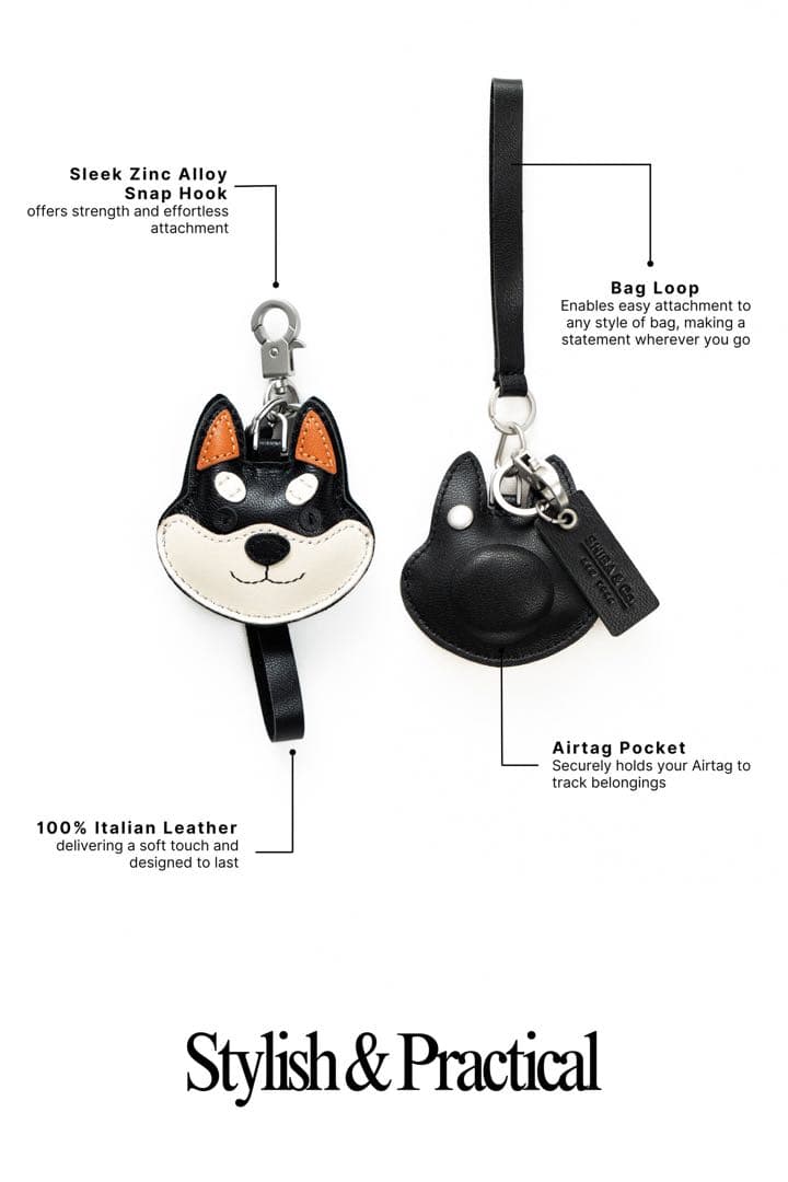 【新品】SHIBA&Co. 柴犬 高級 レザー バッグチャーム エアタグ対応