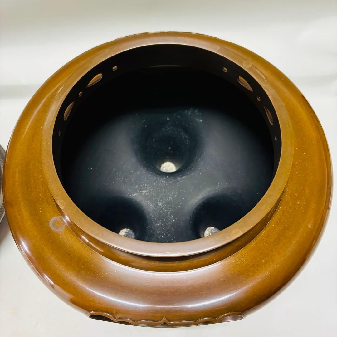 茶道具 茶釜 唐銅 朝鮮風炉 共箱 麻生雅芳 菊地政光