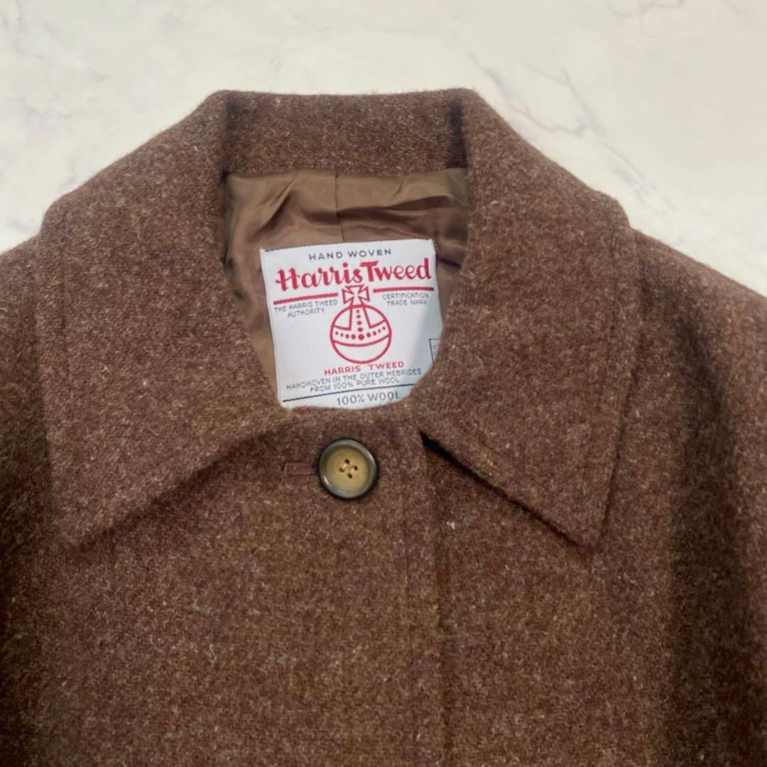 ハリスツイード　Harris Tweed ステンカラーコート　ブラウン