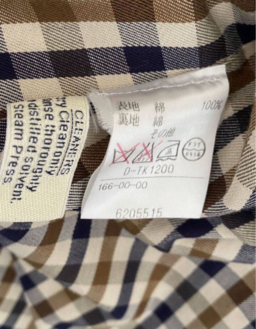 英国製 アクアスキュータム トレンチコート ベルト付 裏地チェック レディース