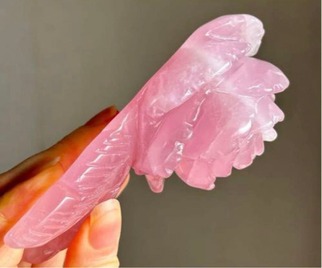 値下げ　高品質　ピンク濃い　ローズクォーツ　BIG 薔薇　手彫り　バラ