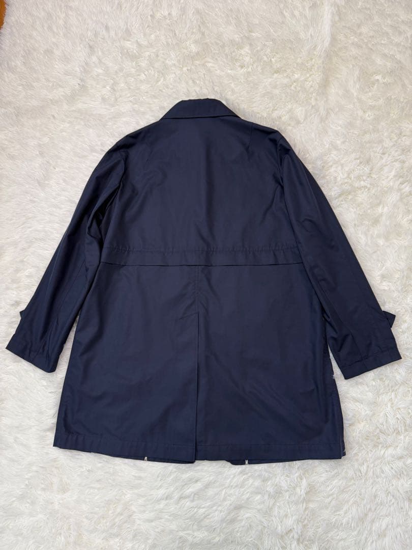 美品　アクアスキュータム　ステンカラーコート　ネイビー　チェック